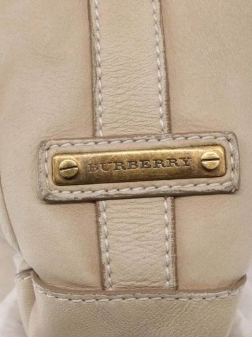 BURBERRY Shoulder Bag Leather Beige Gold Auth - Picture 8 of 16